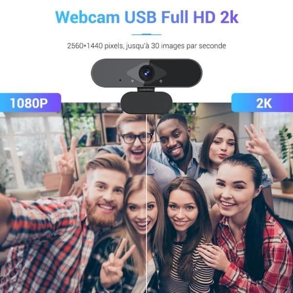 Webcam - UVERBON - HD 1080P - Støjreducerende mikrofon - Fyldlys - Justerbar vinkel