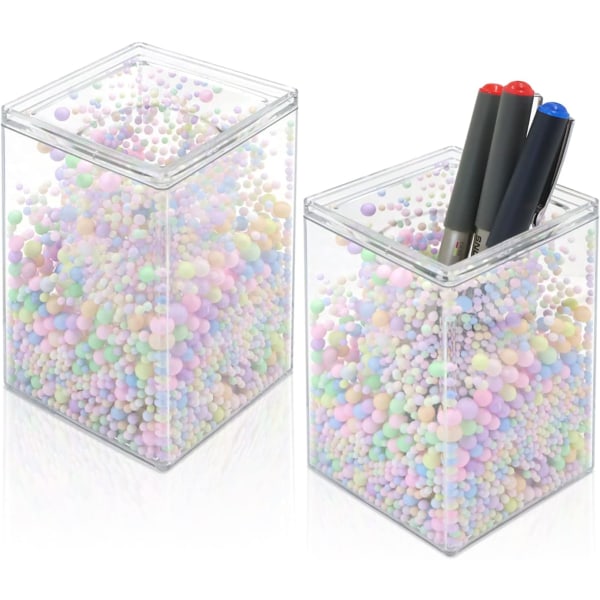 2 stk. sød boblepenholder blyantholder, akryl penholder til skrivebord, holdbar blyantkop til hjemmet, skolen og kontoret, farverig