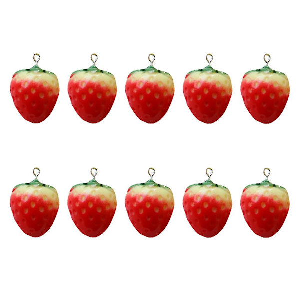 10 st jordgubbs halsband emalj jordgubbs charm frukt simulering modell jordgubbe diy tillbehör