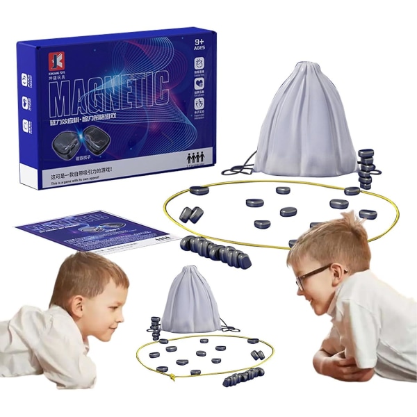 Sjakkbrett Magnetisk - Sjakkbrettspill med magnetisk effekt - Pedagogisk damspill, bærbart sjakkbrett festrekvisita for familiesamling og