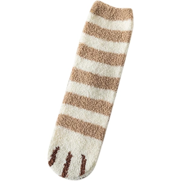 2 STK Vinterklær termiske sokker for kvinner Coral Fleece Sokker Stripe Sokker Fargerike Lette Atletisk Sokker Uformelle Sokker Vinter Sokk， Khaki stripe