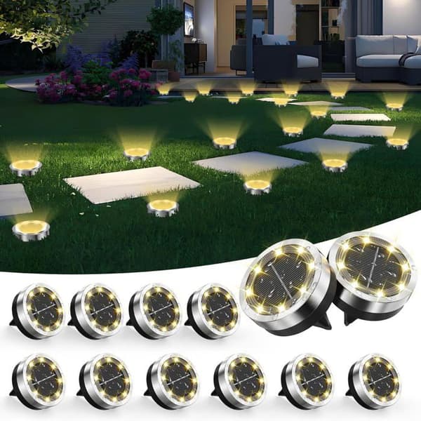 12-pack solcellslampor för utomhusbruk - 8 varmvita LED-solcellslampor för trädgårdar utomhus