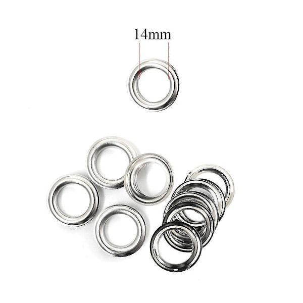 14 mm rautaiset purjerenkaat ja aluslevyt Silver 100 pcs x 14mm