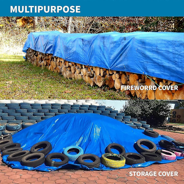 Presenning, Vattentät Kraftig Allround Presenningsduk - Polyeten/PE, Vattentät, Rostfria Öljetter, Rivtålig - Blå 2 x 2 m