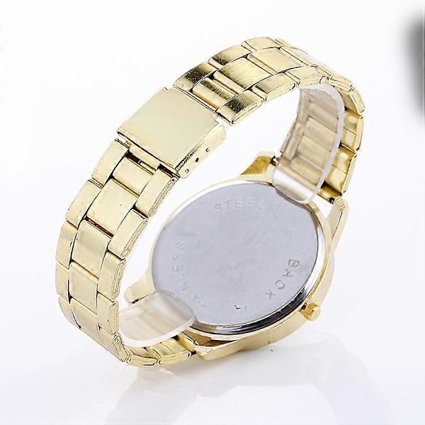 Dame Mode Rustfrit Stål Analog Quartz Armbåndsur Rhinestone Armbåndsur