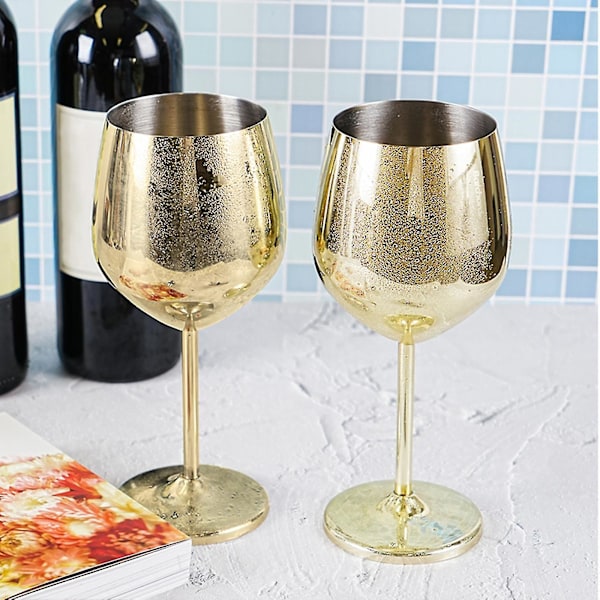 500ml Store Vinbriller i Rustfrit Stål - Ubrækkelige Metal Drikkekopper Goblet Kop rose gold