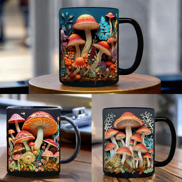 2024 Nyt Magic Mushrooms-krus Keramisk kaffekrus Tekop med 3d Magic Mushrooms-krus