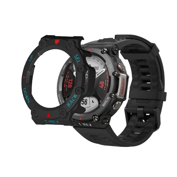 2-i-1 beskyttelsesveske + skjermbeskytterglass for Amazfit T Rex 2 Trex 2 Smart Watch Bumper