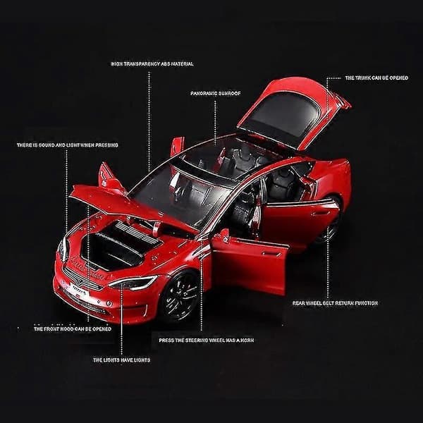 1:24 Tesla Model S Model 3 Tesla Model Y Legering Støbt Legetøjsbil Model Lyd Og Lys Børnelegetøj Samlerobjekter Fødselsdagsgave Boris Model X Blue