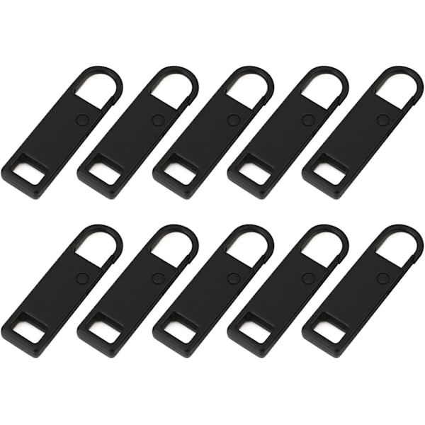 Dragkedja Dragkedja Ersättningsdelar, 10 st Svarta Dragkedja Dragflikar Metall Ersättnings Zip Fixers
