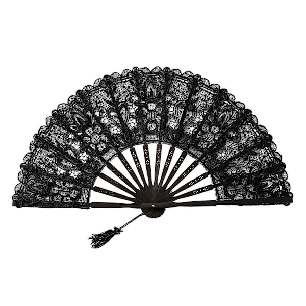 Vintage Blonde Folding Fan Bærbar Sommer Blomster Blonde Håndholdt Fan Dekoration Danseforestilling Rekvisitter Fest Kostume Tilbehør Black B