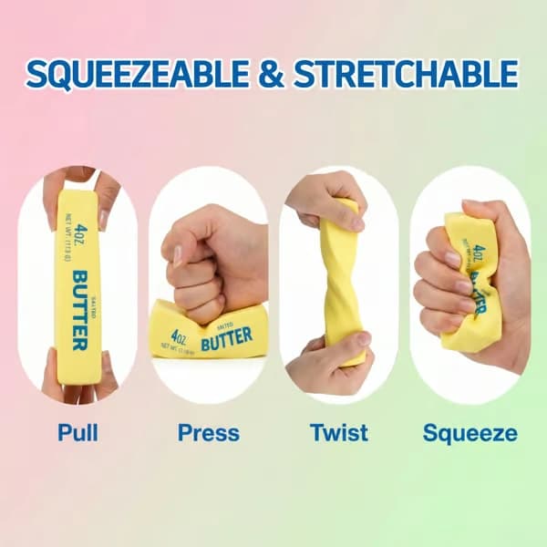 Smöriga Squishy-leksaker, Långsamt Resande Dumpling Squishy Klämleksaker Sensorisk Stresslindring, Presenter för Pojkar Flickor Vuxna Stretchig Fidget 1pc Butter Squishy Toy