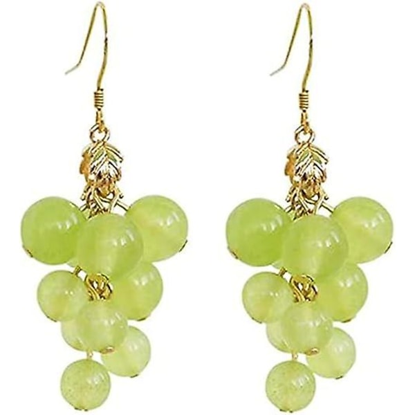 3d grønne druer dråpeøreringer Søt frukt Rosa fersken Akryl Gull Dangle øredobber For kvinner Jenter sjarm smykker gave