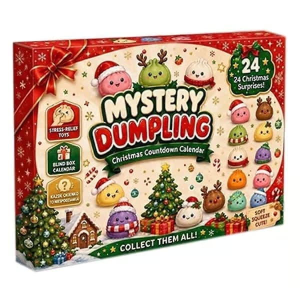 Squishy Adventskalender 2026 for barn, 24-dagers nedtelling til jul med overraskende klemleker, julegaveeske