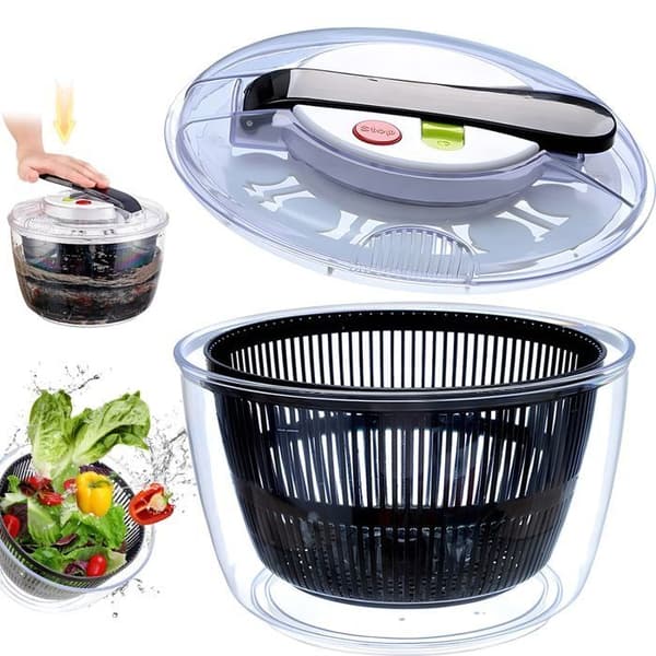 Professionell 5L salladsslunga, salladsservrar med stor kapacitet, klassisk transparent salladsslunga, salladsslunga