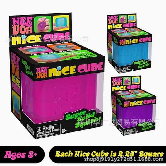 Schylling Needoh Nice Cube - Sanselegetøj til stresslindring og squishy, ​​blok squish sjov 5.6*5.6*5.6 sky blue