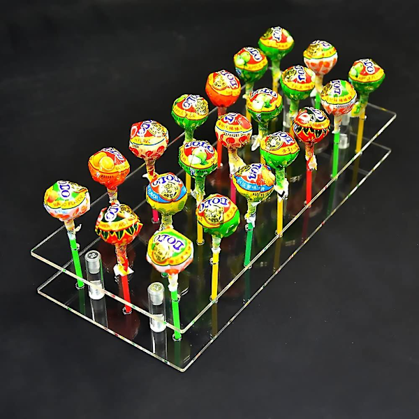 21 Hullers Akryl Kage Pop Lollipop Klar Pink Display Stativ Server Dekoration Display Stativ Holder Base Hylde (21 Huller) - 21 Huller