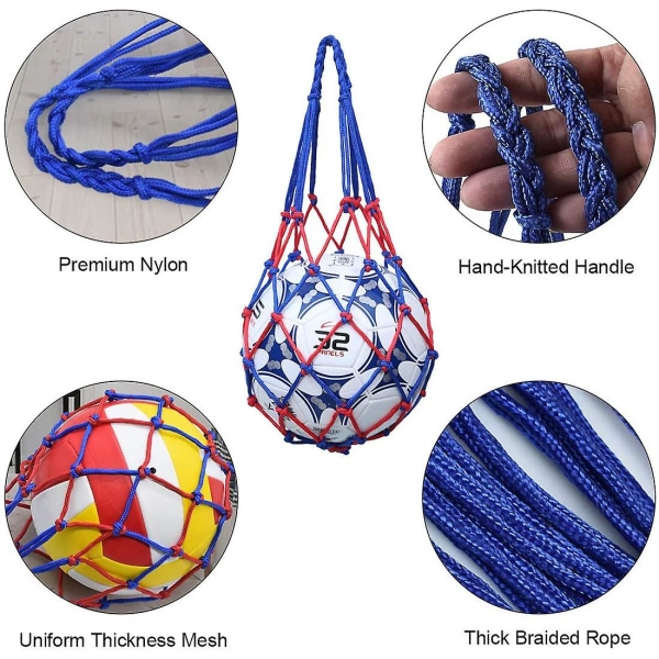 Boll Nätväska, 2 st Bärbar Mesh Bollväska Boll Nät Förvaring Mesh Väska Volleyboll