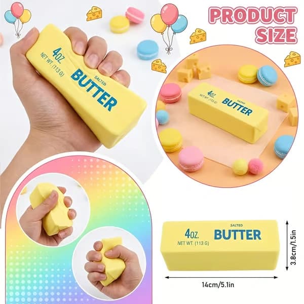 Smöriga Squishy-leksaker, Långsamt Resande Dumpling Squishy Klämleksaker Sensorisk Stresslindring, Presenter för Pojkar Flickor Vuxna Stretchig Fidget 1pc Butter Squishy Toy
