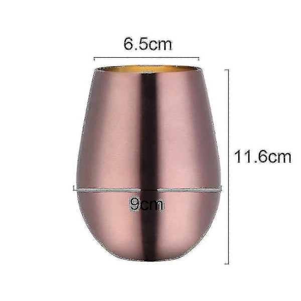 2 stk. Vinglas i rustfrit stål uden stilk til rejser Rose gold