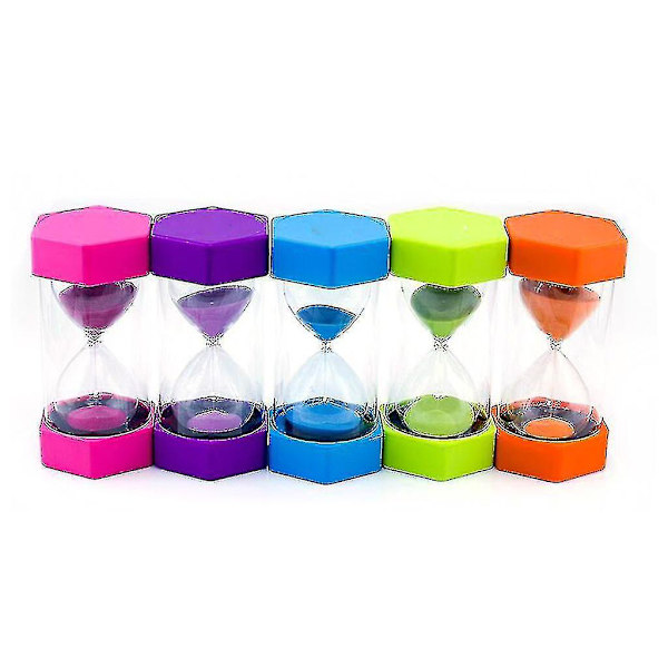 5-pack Sandklocka Timer 10-15-20-30-60 Minuter Barnens Slående Timglas Timer Skrivbordsdekoration