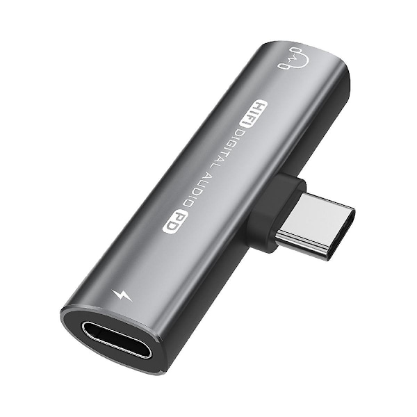 2-i-1 USB Typ-C till USB C/3,5mm Hörlursadapter Hörlurs DAC Ljudomvandlare 32Bit/384KHz Digital