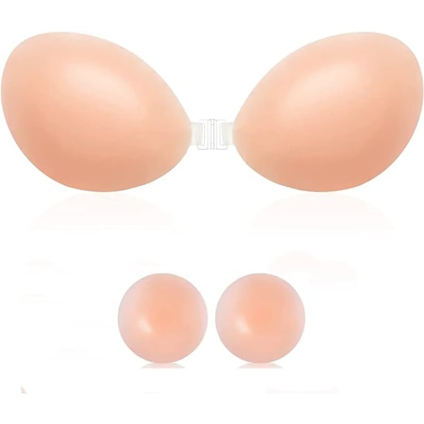 Kvinners usynlige stroppeløse bh-er, gjenbrukbar stick-on bh hudvennlig klebrig push-up bh klebende bh for fest, bar, bryllup, strand（D)