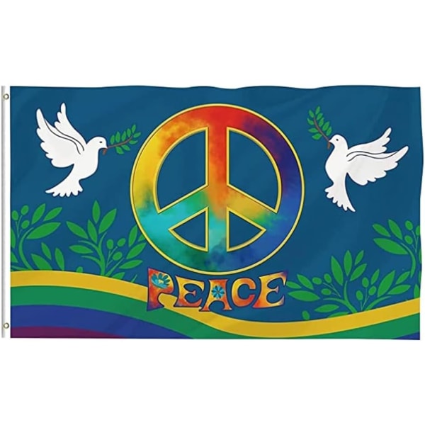 2kpl Maailman rauhanlippu, suuri polyesteri rauhansymboli lippu Rauhan kyyhkynen lippu ulkona takapihan puutarhaleikkikentälle, 90x150cm+90x60cm