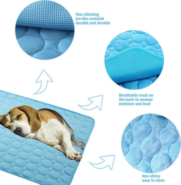 Kølemåtte til hunde og katte, Kølemåtte til kæledyr, Kølepude der køler, Kølemåtte til katte og små hunde - Selvkølende, Blå/Grå Blue 40*30CM