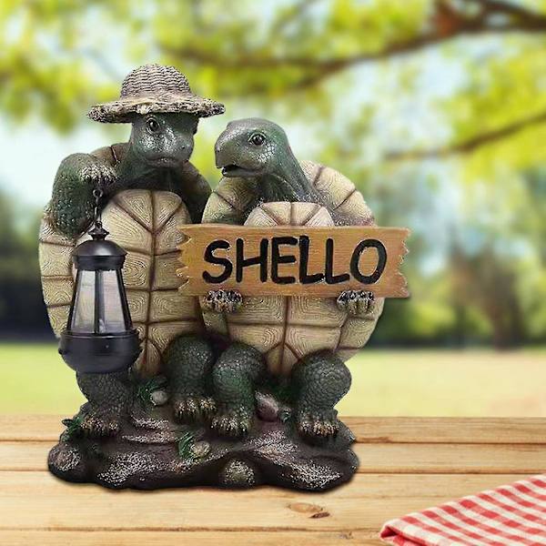 Skulptur af skildpadde - Kunstnerisk skildpaddestatue - Ornament til fehave - B