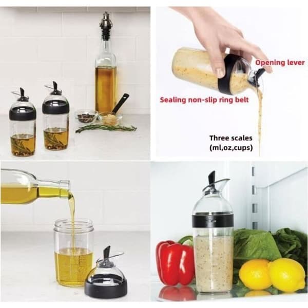 Salladsdressing shaker/mixerflaska (sojasås, sirap, olja) – 240 ml kapacitet