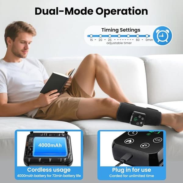 Opvarmet lægmassager med dobbelte zoner, digitalt display, 4 varmeniveauer, 10 timerindstillinger, 4 programmer, Sort