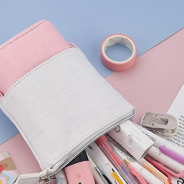 Teleskopisk pop-up blyantpose kosmetik opbevaringspose kompatibel med skolekontor,c