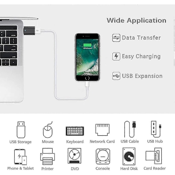 Usbc til Usb Adapter Egnet til Pro Laptop (2 stk)