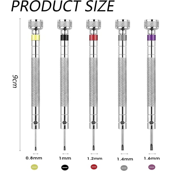 5 stk små flathodeskruetrekkere Brilleskruetrekkere Briller Rep