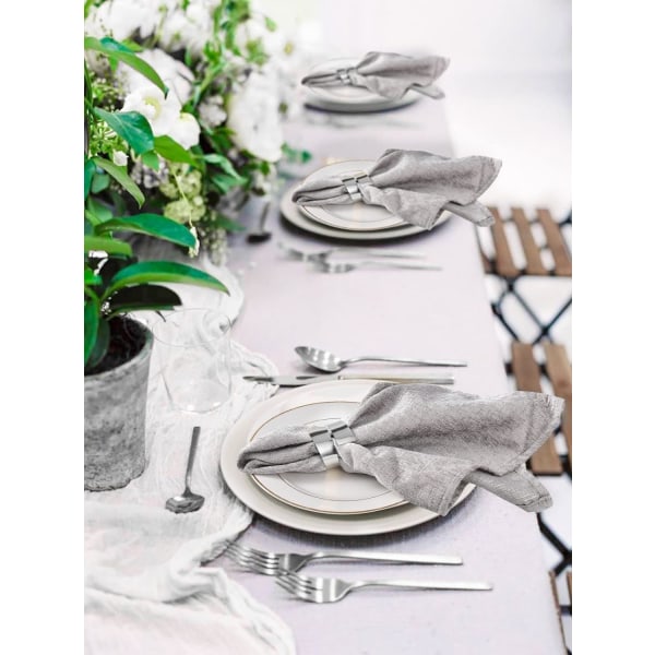 8 Pcs Napkin Rings Metal Napkin Holders for Wedding Dinner Party Banquet Festival Table Decor (Silver)