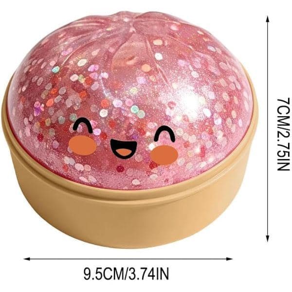 Jumbo Glitter Regnbåge Dumpling Stressavlastande Sensorisk Leksak med Ångkokare, Långsamt Stigande Dekompression Dumplings för Vuxna och Barn pink
