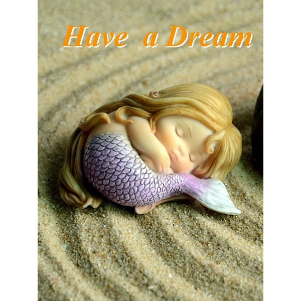 Miniature Have Statue af Havfrue - Drømme Havfrue Peaceful Sleeping Mermaid