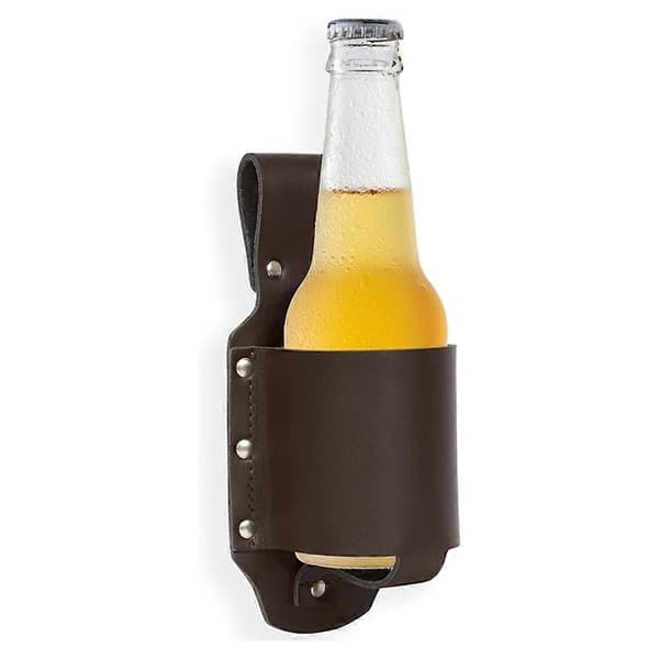 Klassisk ølholder, lær, espressbrun