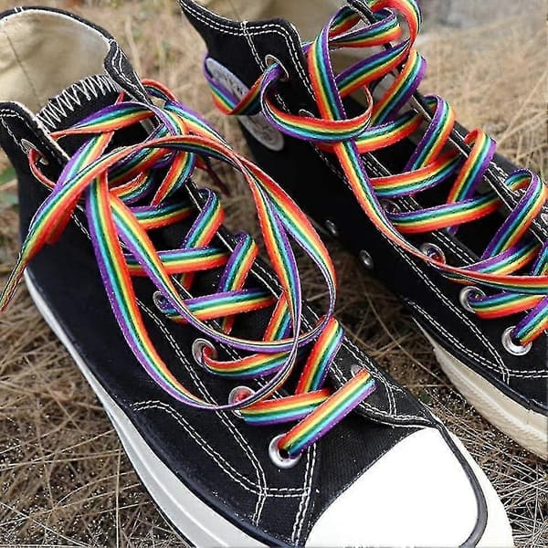 1 Par Regnbue Snørebånd Til Sneakers Støvler Sportssko Elastisk Mode