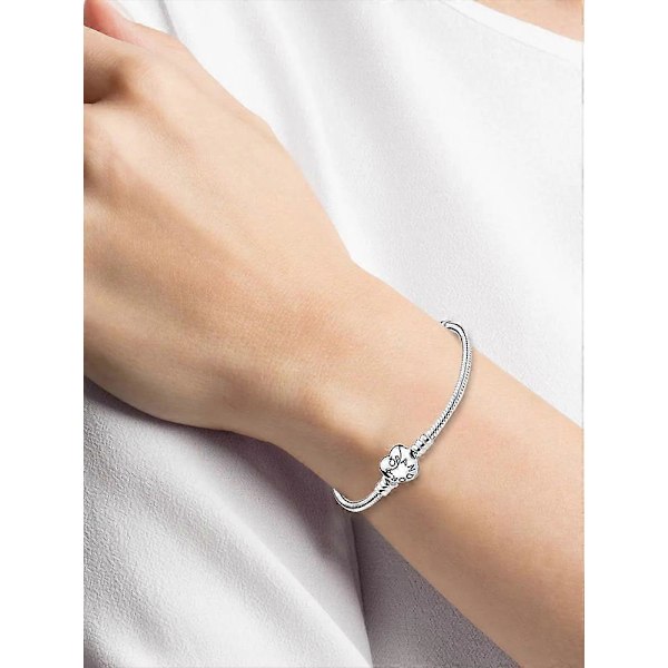 Sydänlukko Käärmeketju Hopearannekoru Naisille Ja Miehille, Retro Ja Luova Lahja Silver A1-20cm