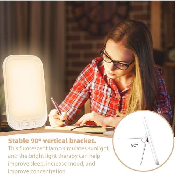10 000 Lux lysterapi-lampe – 4 timerinnstillinger, 3 fargetemperaturer, dagslyssimulerende LED, sammenleggbart stativ