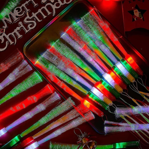 12 stk Glow Sticks Led Light Stick Glassfiber Glow Sticks, 3 moduser fargeblinkende, til jul, fest, konsertraves