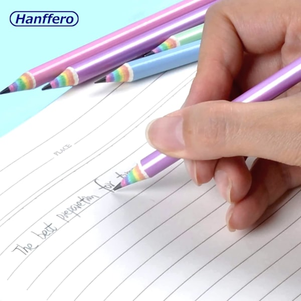 Regnbågsfärgade pennor för ritning och skrivning, återvinningsbart papper, förvässade, för skola och kontor - hårdhet #2 HB - förpackning om 12/24 A