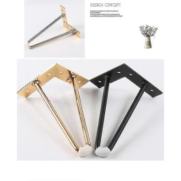 10cm-40cm Rautaiset Pöydänjalat Kaapinjalat Hiustappi Pöydänjalka Metallinen Huonekalujalka 1 kpl Black 18cm