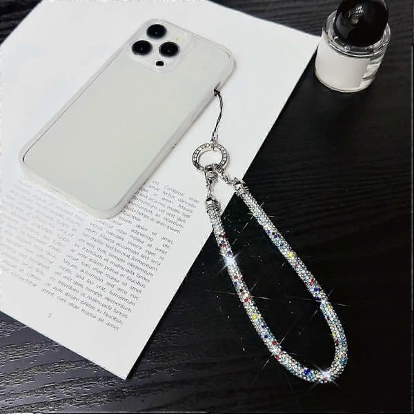 Telefon Armband Glänsande Strass Dekor Handrem Snodd, Längd: 25cm Multicolor Style G