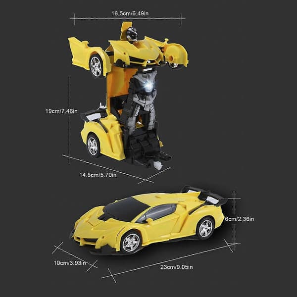 Transformer Fjernkontrollbil - RC Biler, Ett-Knapps Transformering, 360 Rotasjon Drifting, Gave til Barn 3+ yellow