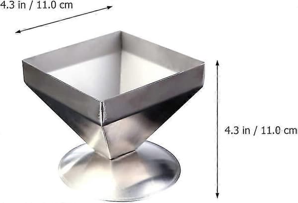 Pyramideform i rustfritt stål for kake, risform, matform, serveringsfat 11x11cm