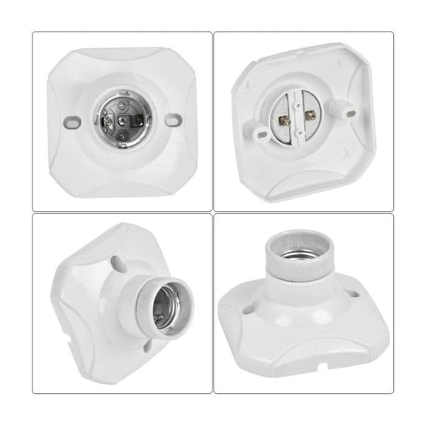 Sæt med 4 E27 fatninger til LED-pærer (220-250V AC, hvid)