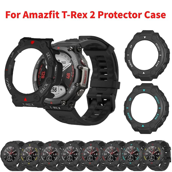 2-i-1 beskyttelsesetui + skærmbeskyttelsesglas til Amazfit T Rex 2 Trex 2 Smart Watch Bumper